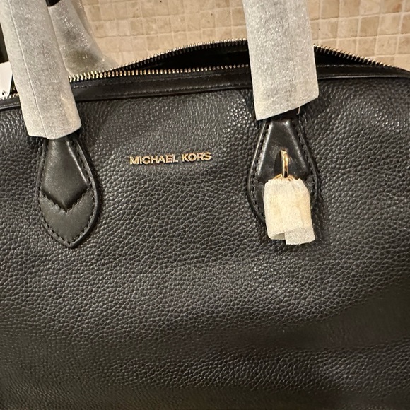 NWT MICHAEL Kors GRAYSON LARGE SATCHEL shoulder bag BLACK Leather Gold MSRP$348 - Picture 5 of 10